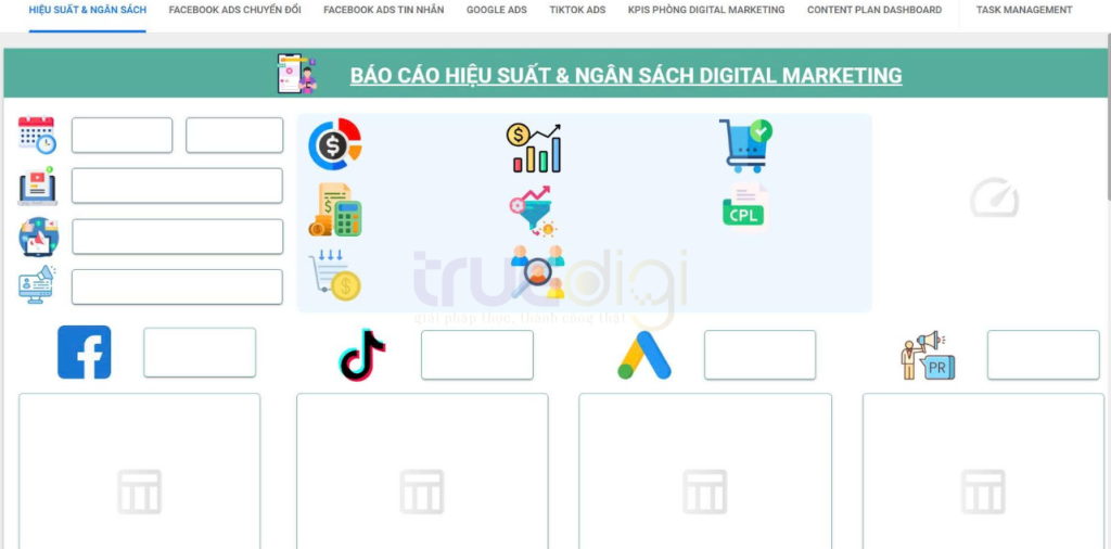 mẫu template báo cáo Digital Marketing 